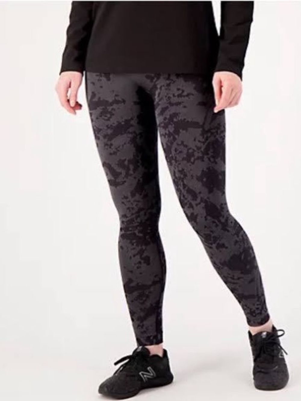 NWOT AnyBody Black Gray Abstract Print High Rise Leggings XL